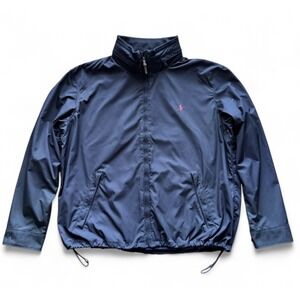 Polo Ralph Lauren Jacket Mens XXL 2XL Navy Blue Stowaway Hood VTG 90s Preppy EUC